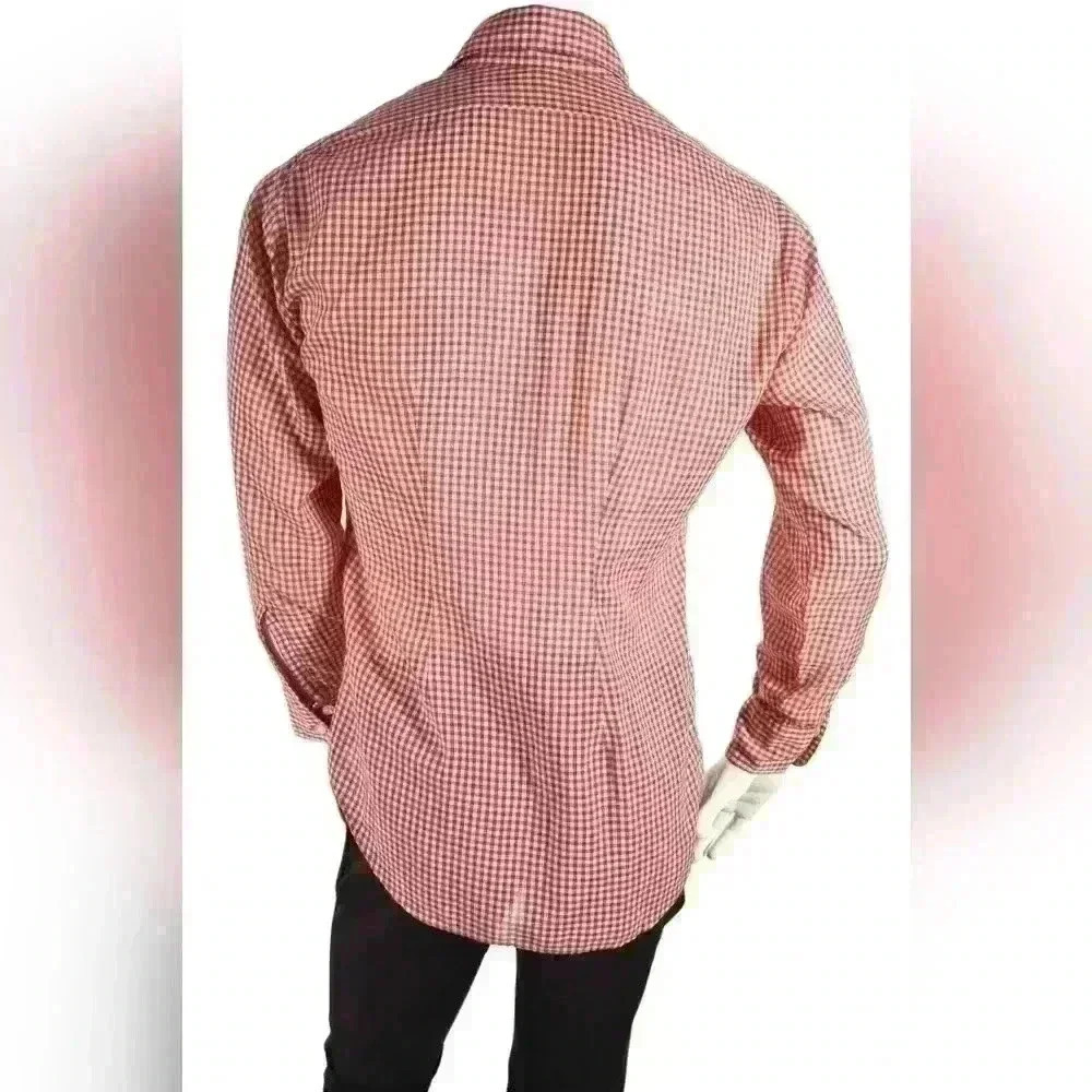 1970s LEVI'S Red Cotton Blend Gingham Western Tablecloth Picnic Shirt Small USA - Picture 5 of 7